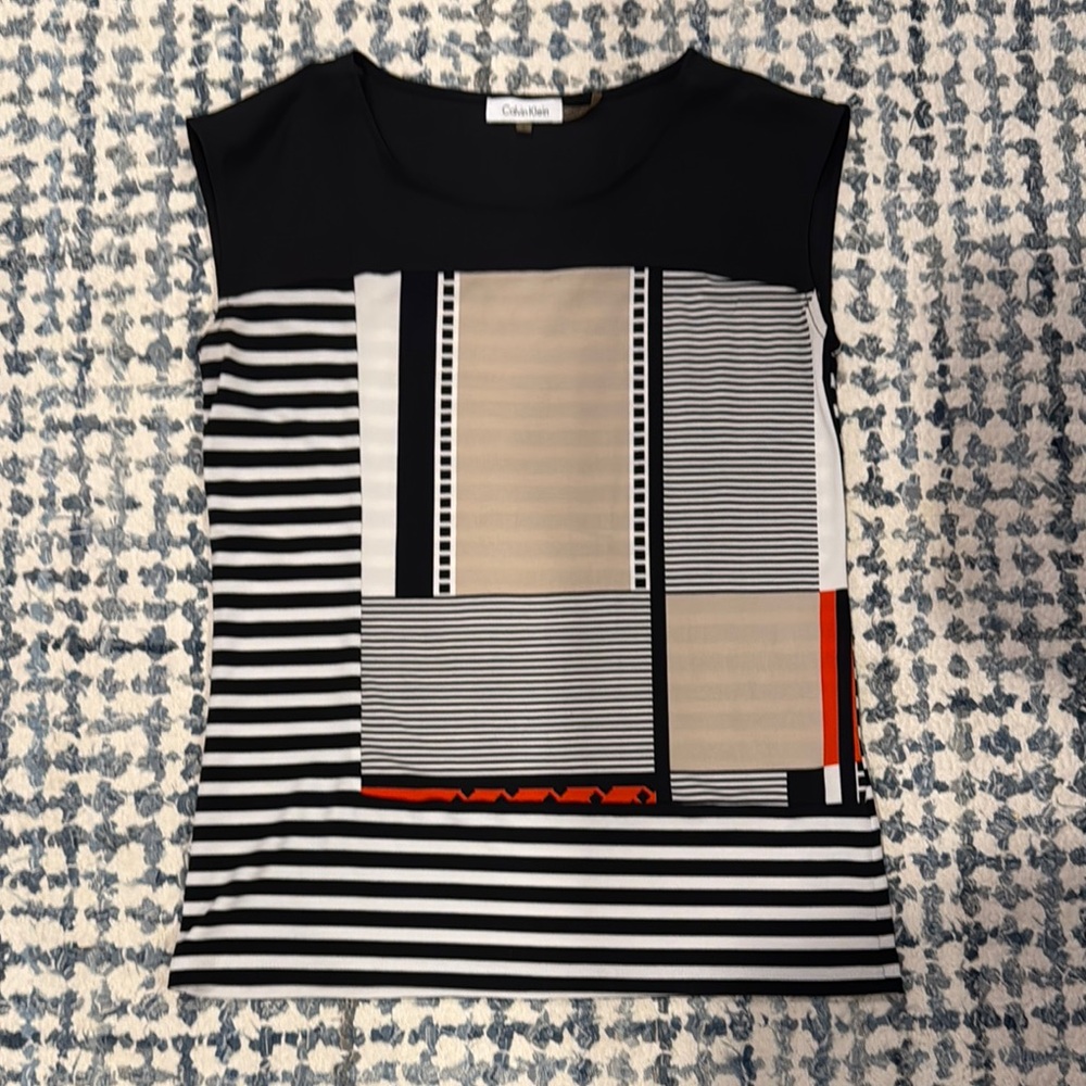 Calvin Klein Black and White Graphic Muscle Tee